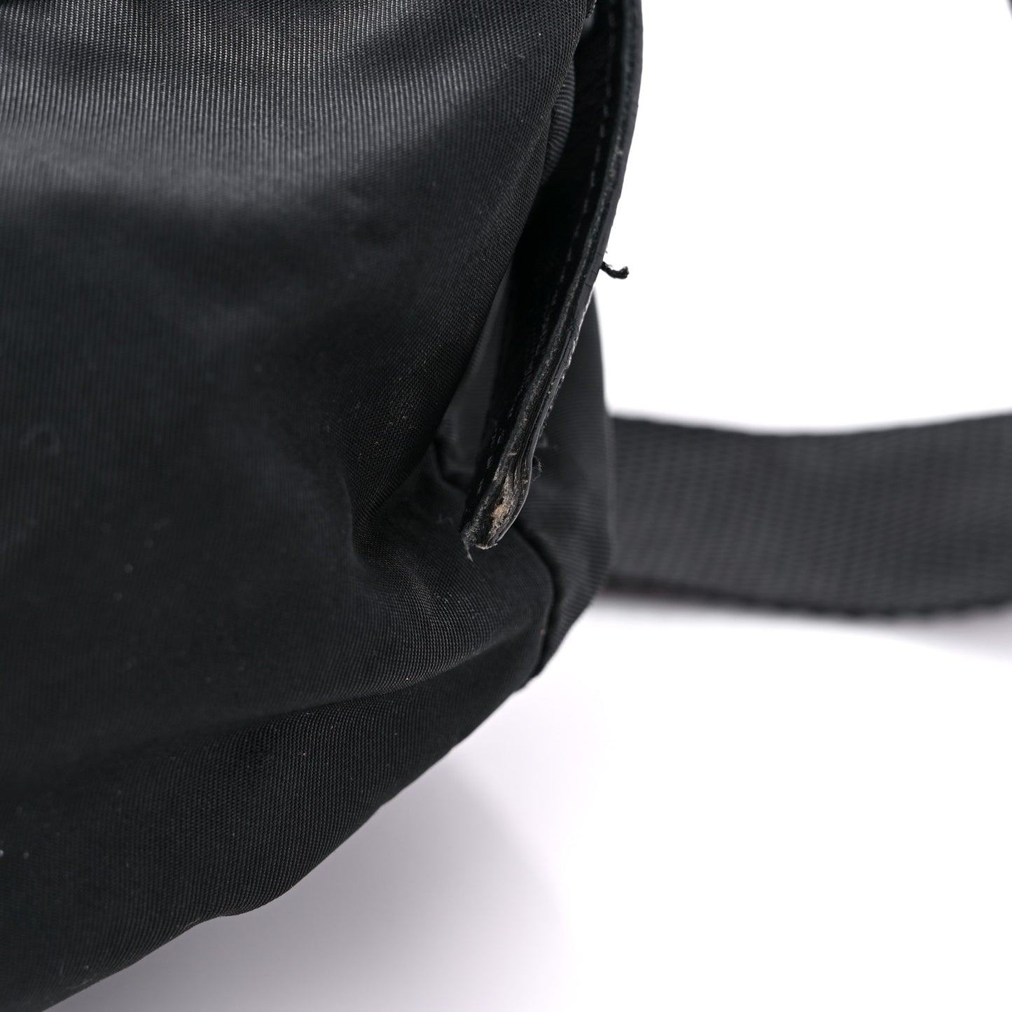 Tessuto Nylon Crocodile Embossed Calfskin Cinch Backpack Black