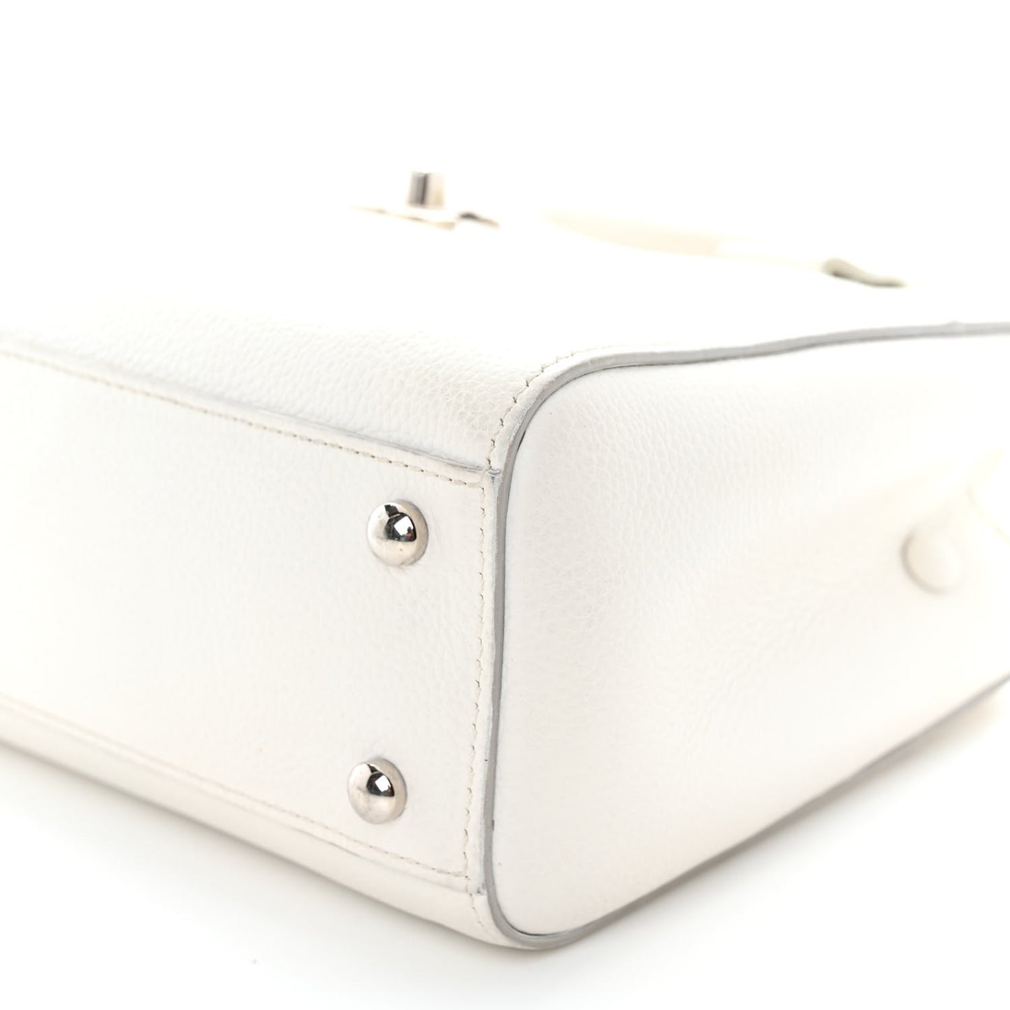Grained Calfskin Mini Neo Executive Shopper Tote White