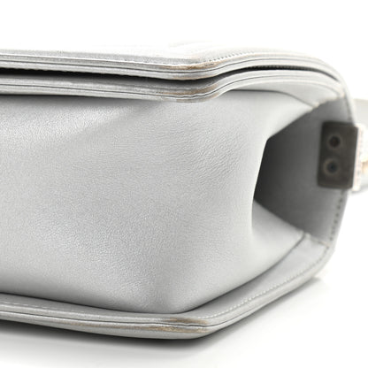 Chanel Metallic Calfskin Quilted Medium Boy Flap Silver 9 of 9