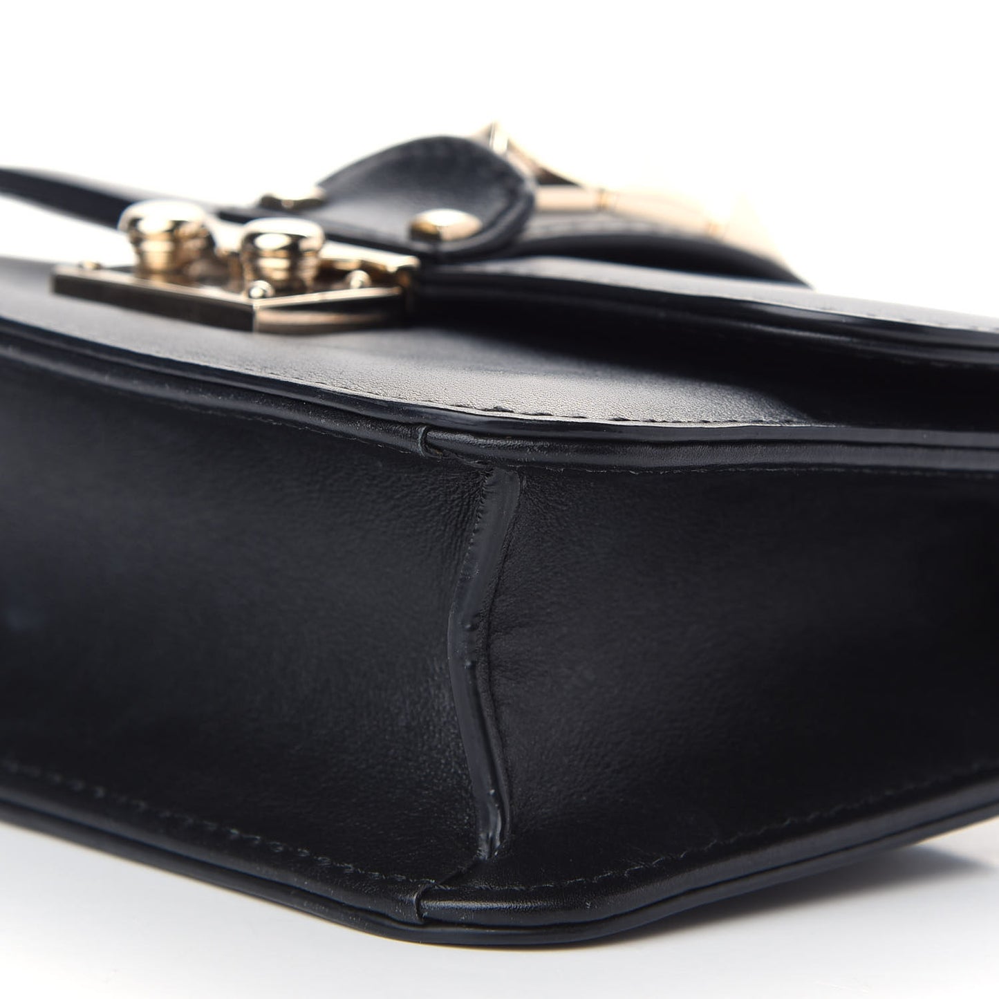 Vitello Mini Glam Lock Rockstud Flap Black