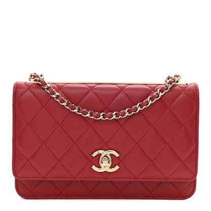 Chanel Lambskin Quilted Trendy CC Wallet On Chain WOC Red 1 of 11