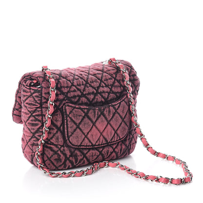 Chanel Washed Denim Quilted Small Denimpression Flap Red Black 3 of 10