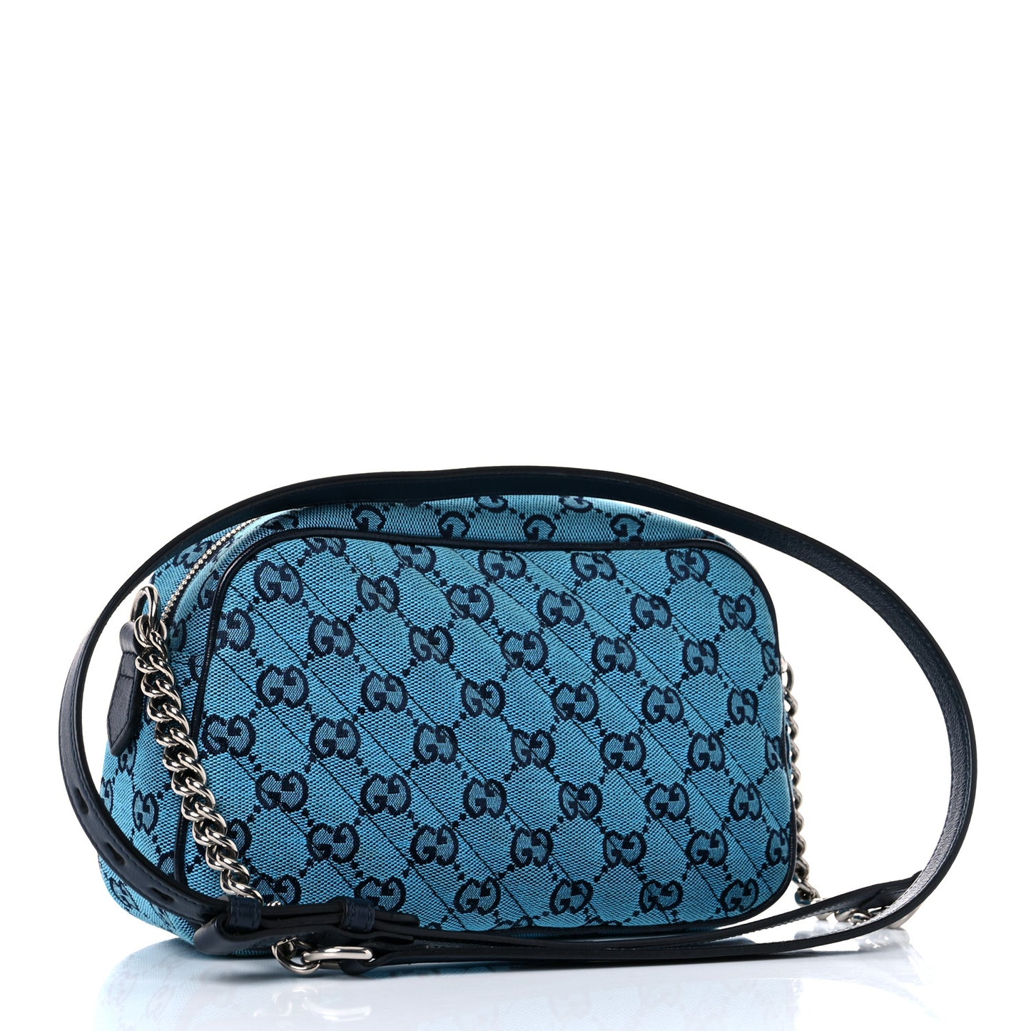Monogram Multicolor Matelasse Diagonal Small GG Marmont Chain Shoulder Bag Light Blue
