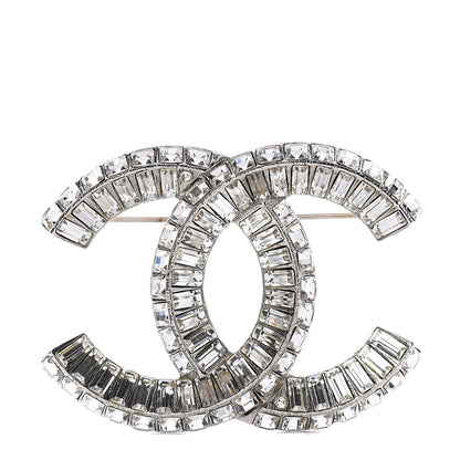 Chanel Baguette Crystal CC Brooch Silver 1 of 6