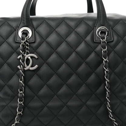 Chanel Calfskin Quilted Feather Weight Bowling Bag Black 8 of 11
