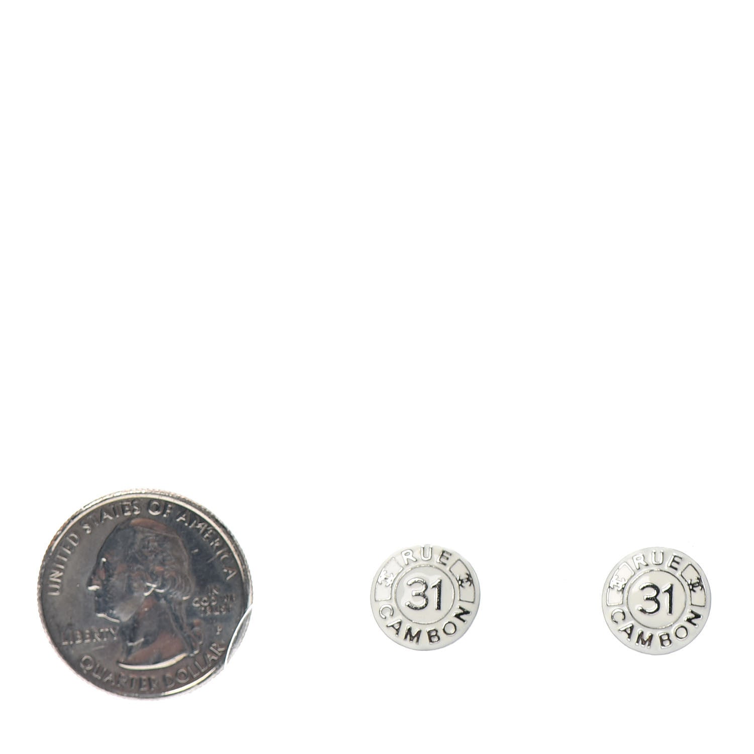 Chanel Enamel 31 Rue Cambon Round Earrings White 2 of 4