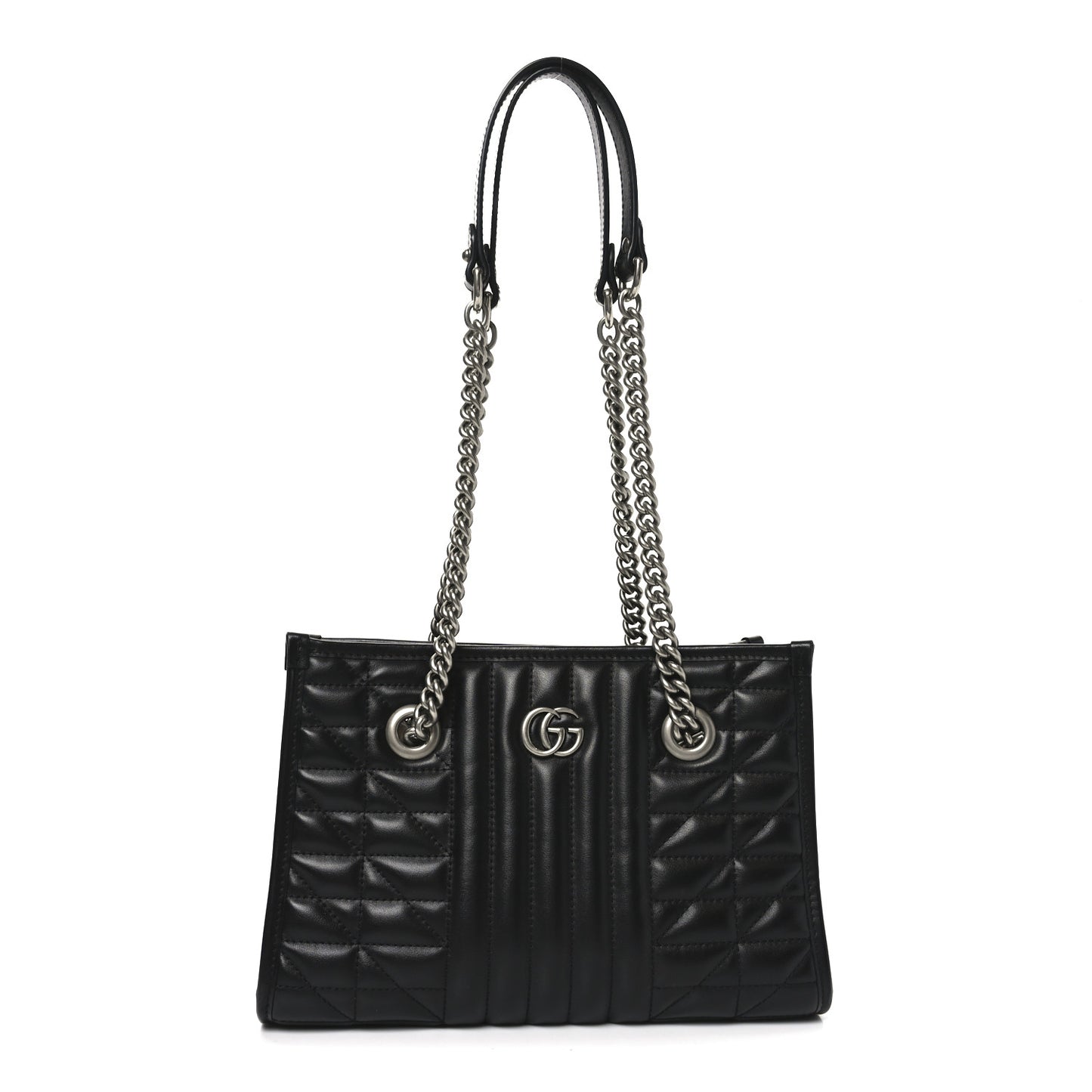 Calfskin Matelasse Aria Small GG Marmont Shoulder Tote Black