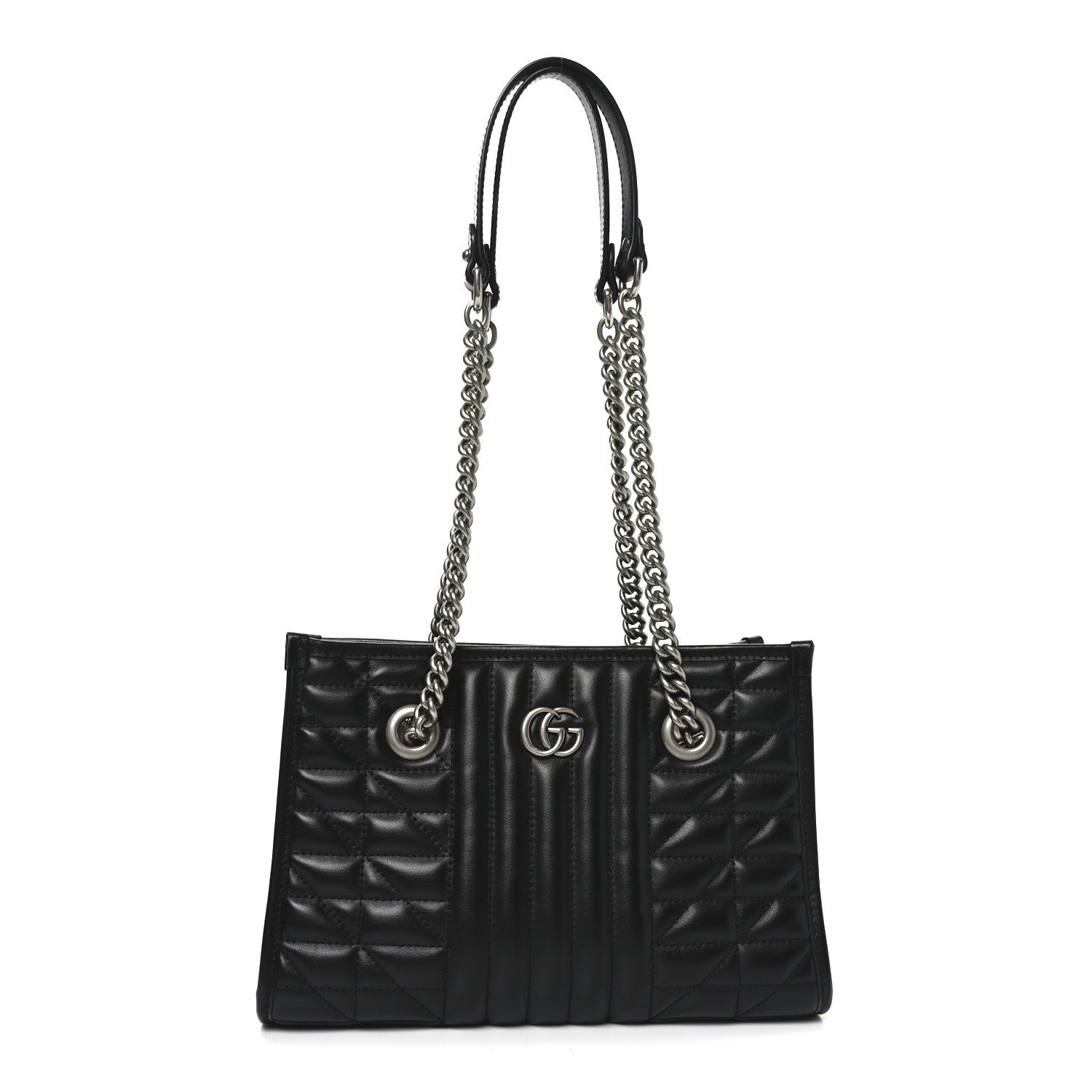 Gucci Calfskin Matelasse Aria Small GG Marmont Shoulder Tote Black 1 of 10