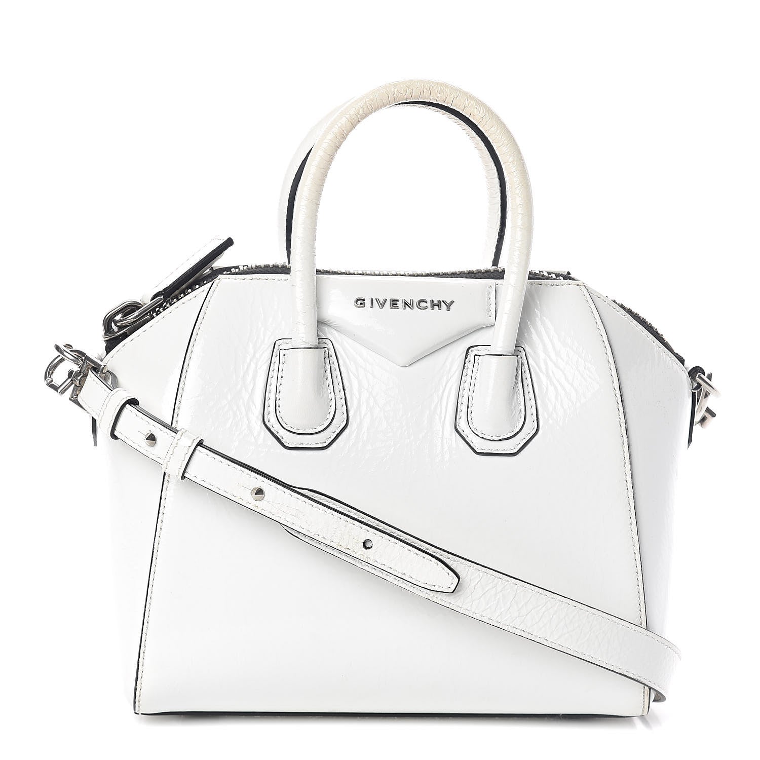 Givenchy Crinkled Patent Calfskin Mini Antigona White 1 of 11
