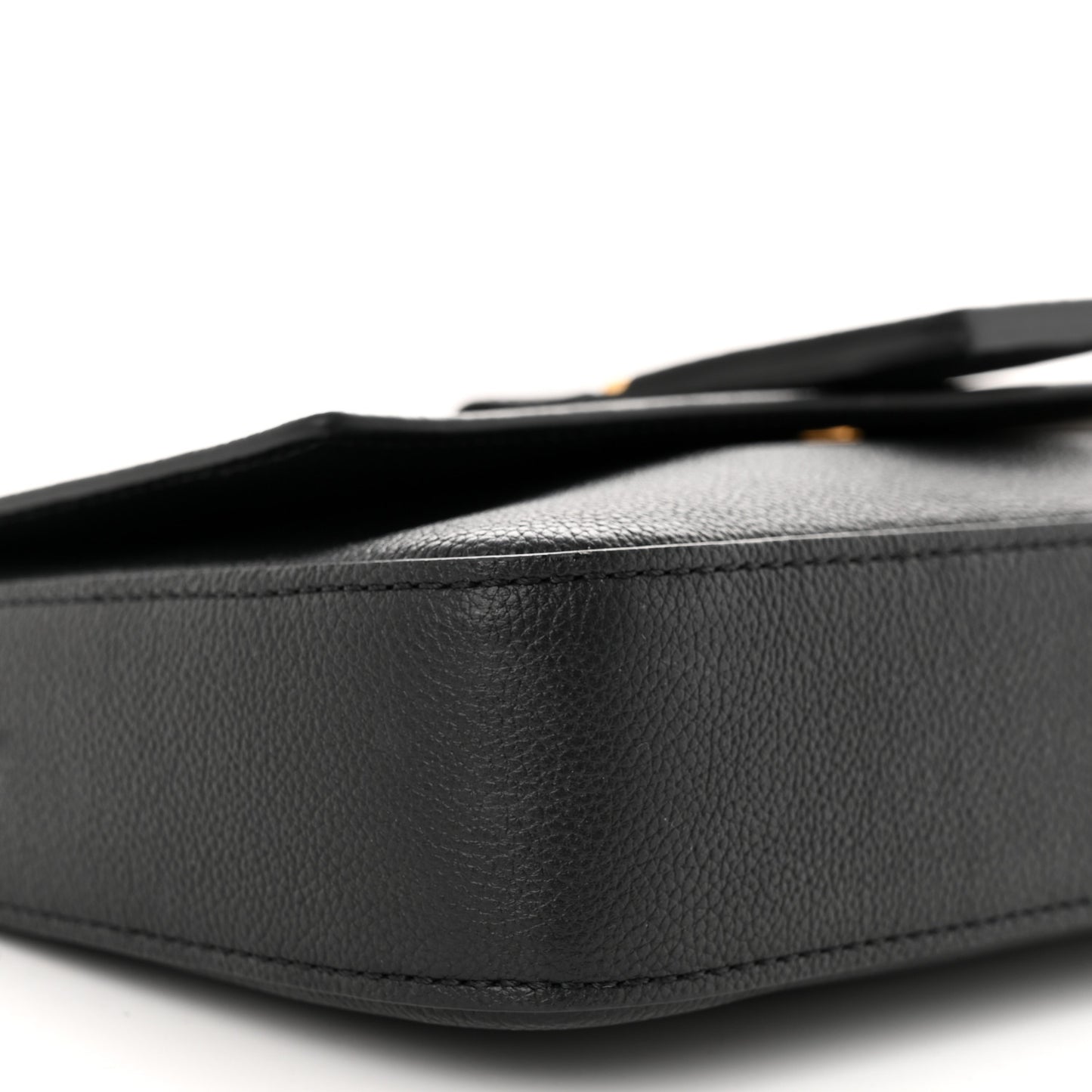 Grained Calfskin TF Chain Shoulder Bag Black