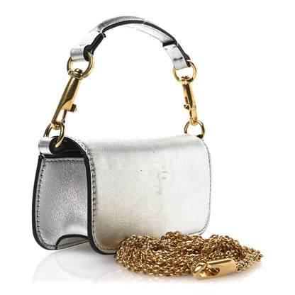 Valentino Garavani Laminated Calfskin Crystal Vlogo Micro Loco Shoulder Bag Silver Crystal 3 of 9