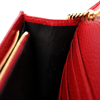Gucci Dollar Calfskin Mini GG Marmont Chain Wallet Hibiscus Red 14 of 15