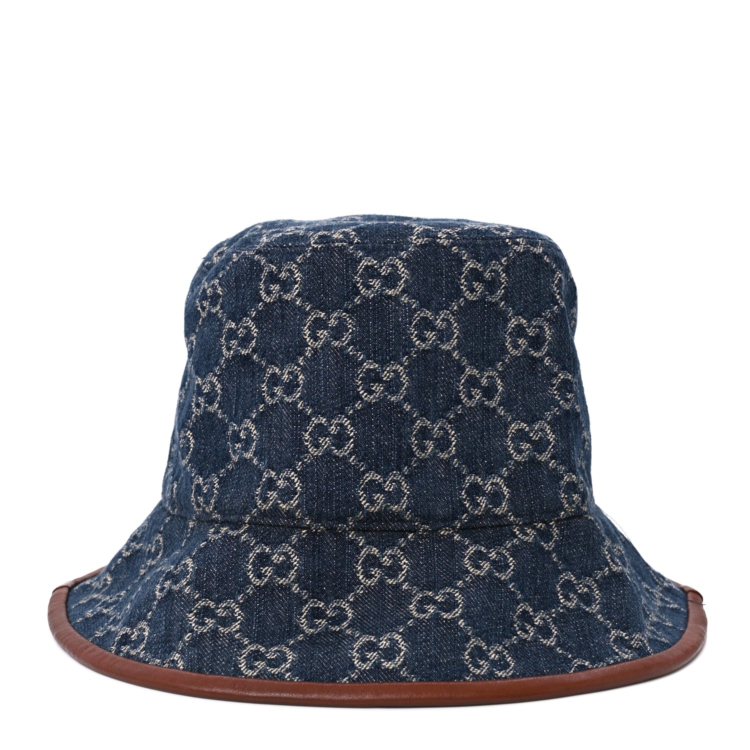 Gucci Washed Jacquard Denim Nappa GG Monogram Oscar Bucket Hat M Denim Cuir 4 of 9