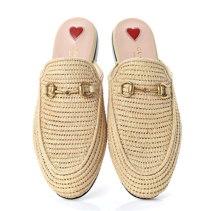 Gucci Raffia Womens Princetown Slippers 37 Naturale Sand Storm 5 of 8