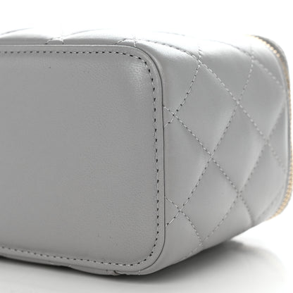 Chanel Lambskin Quilted Small Pearl Crush Vanity Case With Chain Grey 10 of 12