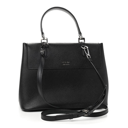 Prada Saffiano Cuir Convertible Top Handle Tote Black 3 of 9
