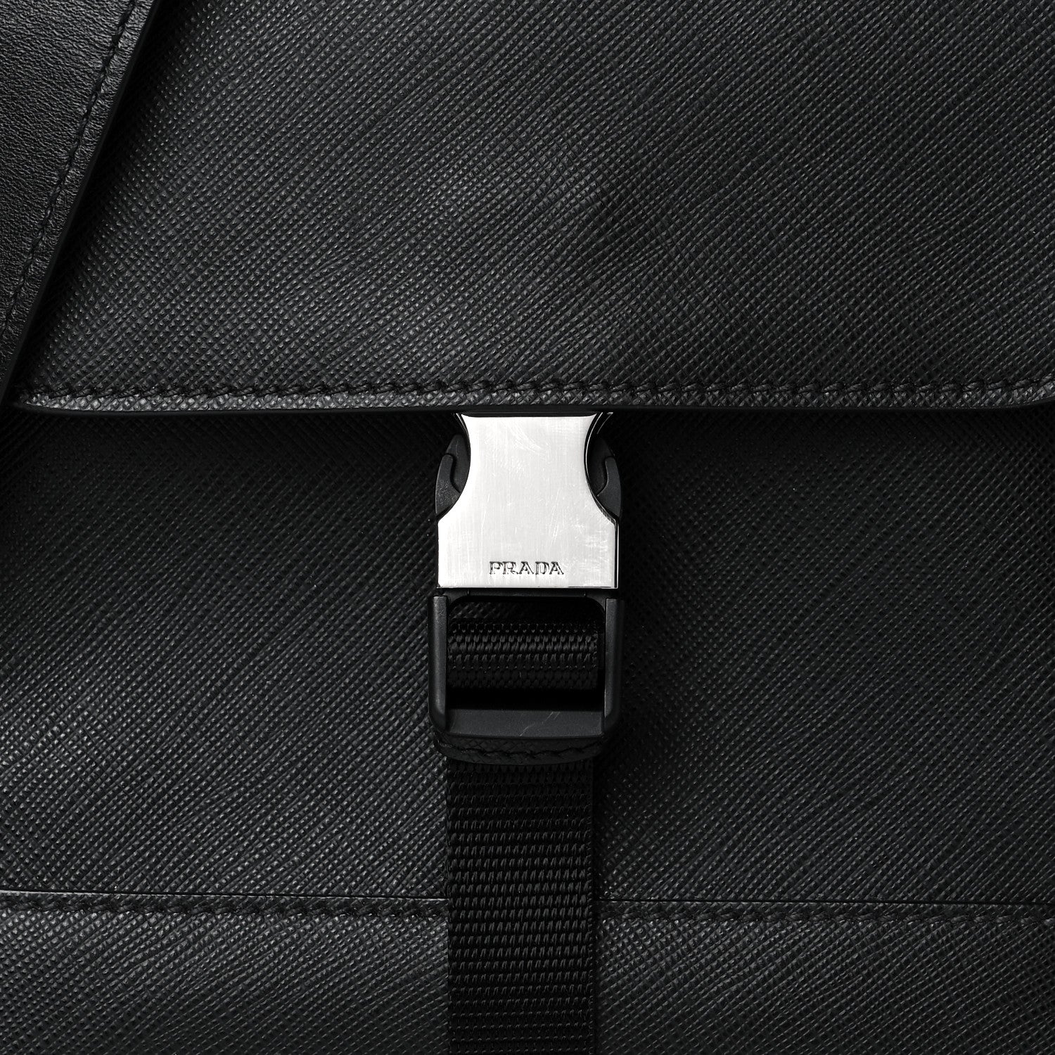 Prada Saffiano Messenger Satchel Black 7 of 9