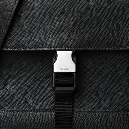 Prada Saffiano Messenger Satchel Black 7 of 9