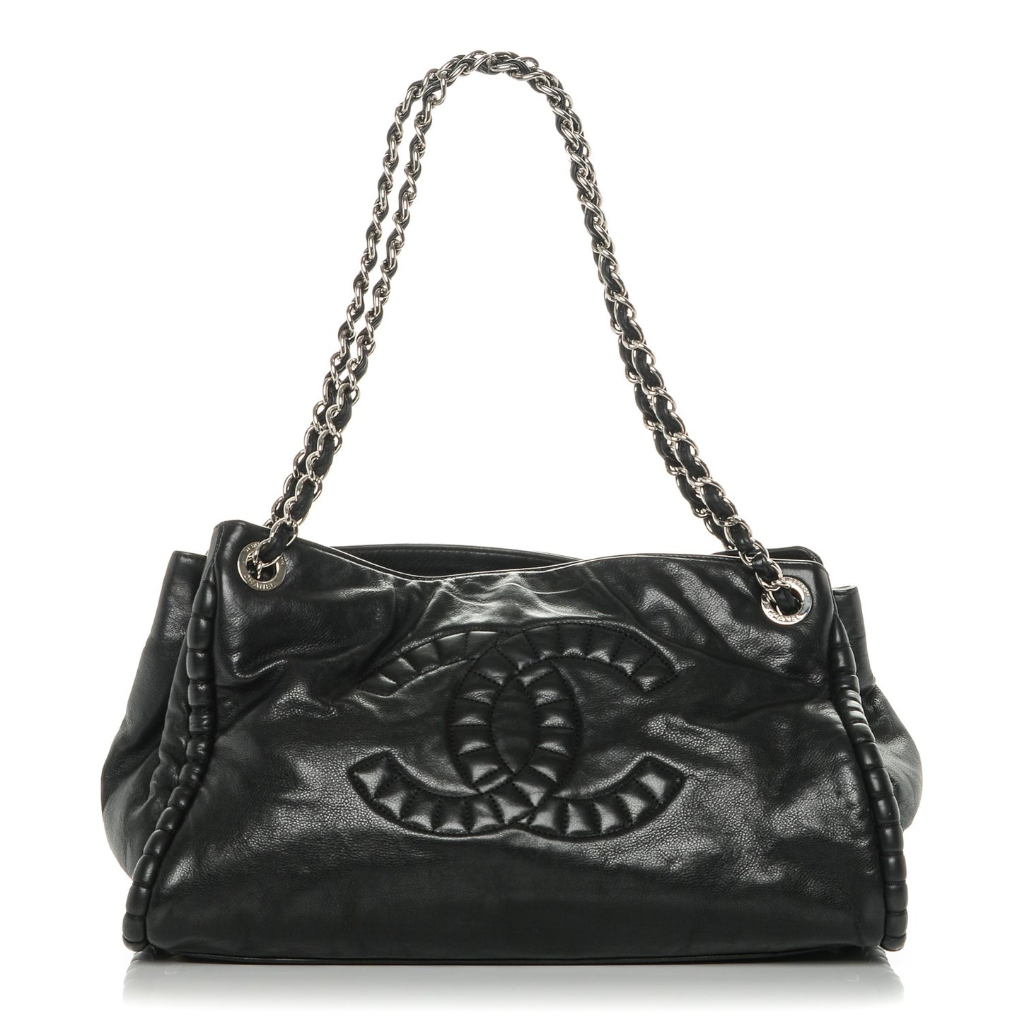 Calfskin Coco Bengal Open Accordion Tote Black