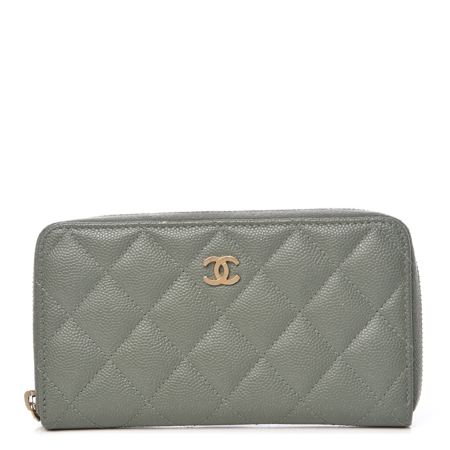 Chanel Iridescent Caviar Quilted Medium Zip Around Wallet Light Green 1 of 10