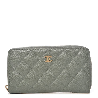 Chanel Iridescent Caviar Quilted Medium Zip Around Wallet Light Green 1 of 10