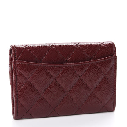Chanel Caviar Quilted Flap Card Holder Wallet Dark Red 3 of 9