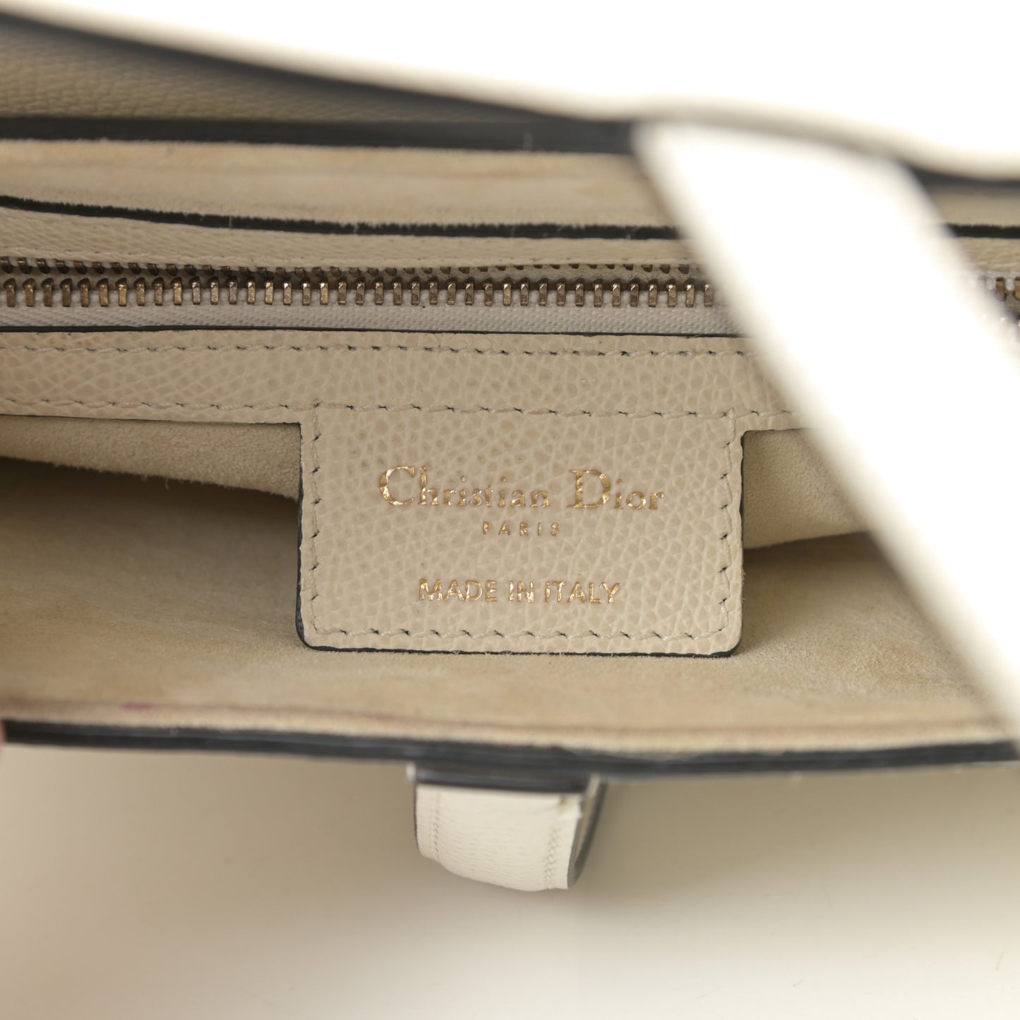 Grained Calfskin Saddle Bag White