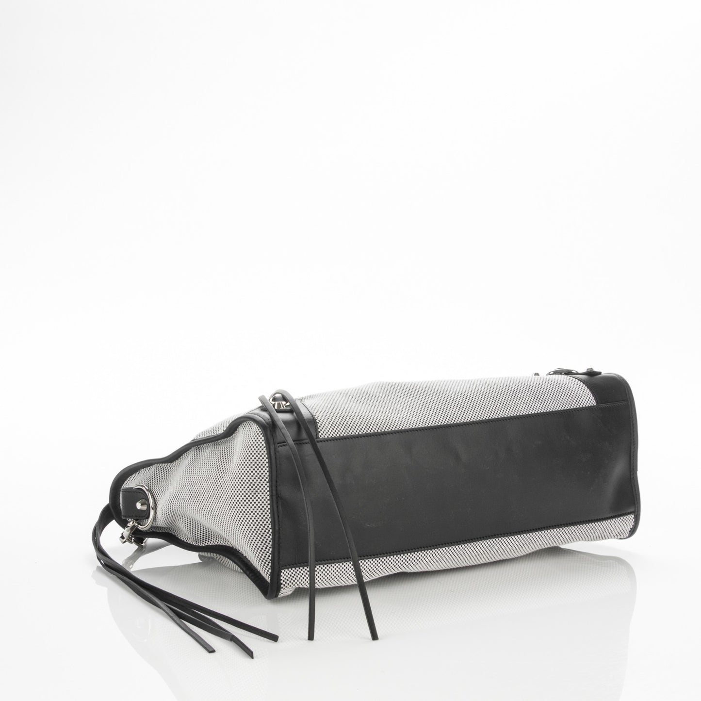 Calfskin Twill Classic Hardware Perforated City Black White