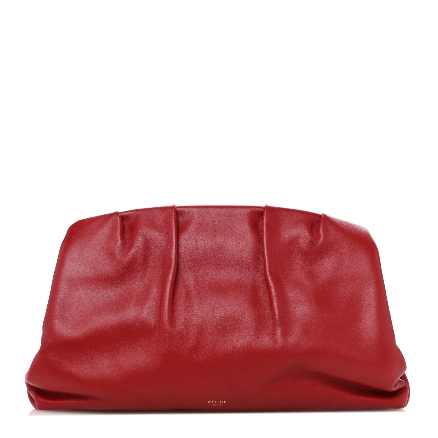 Calfskin Pleated French Lock Clutch Red