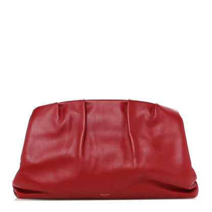 Celine Calfskin Pleated French Lock Clutch Red 1 of 7