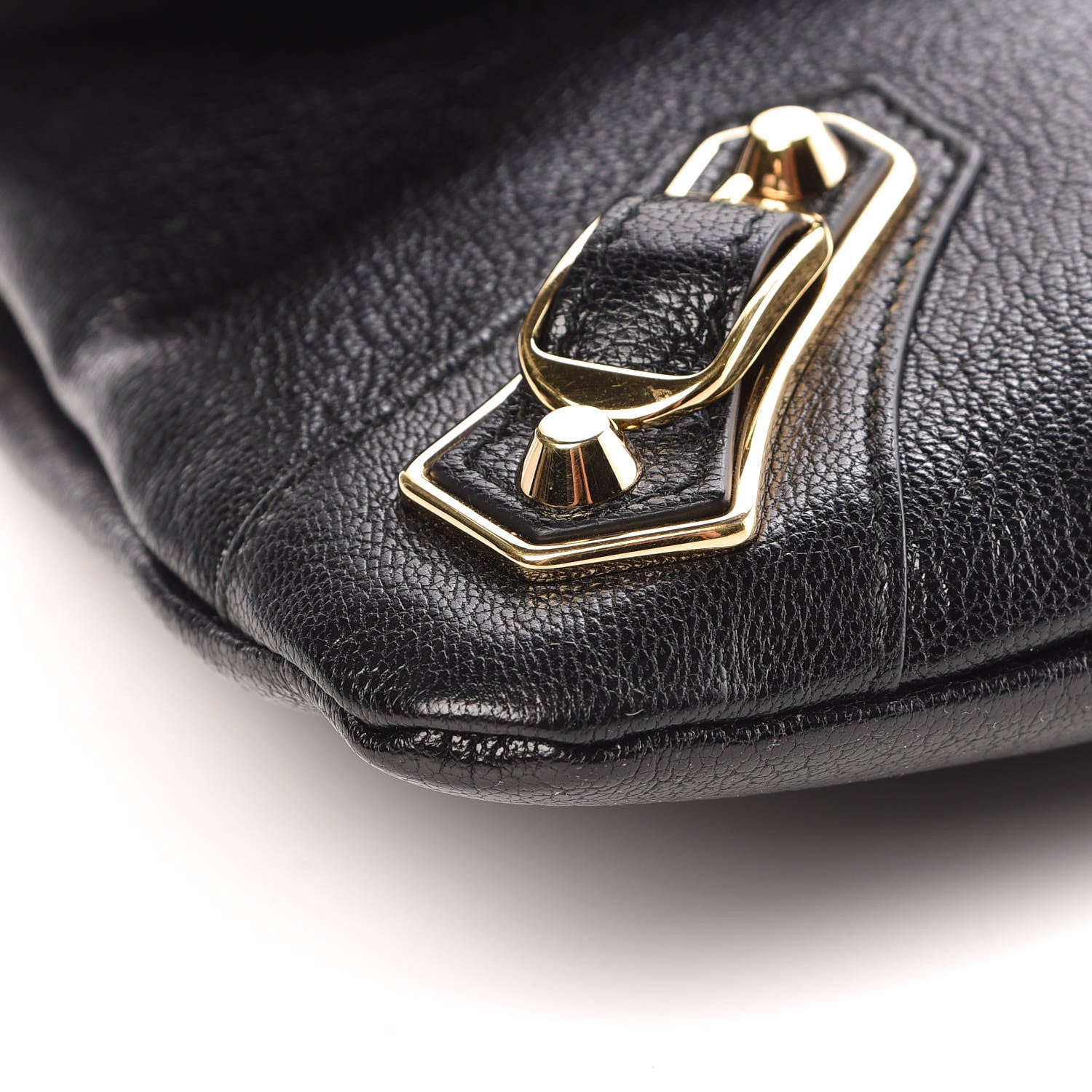 Balenciaga Chevre Gold Metallic Edge Hardware Envelope Clutch Black 9 of 10