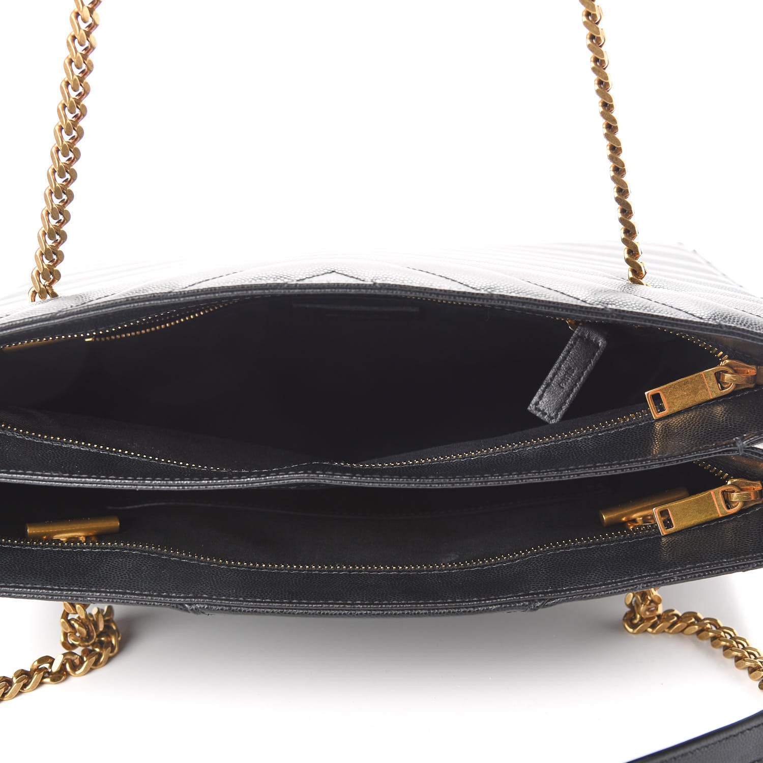 Saint Laurent Grain De Poudre Matelasse Chevron Medium Tribeca Shopping Bag Black 5 of 9