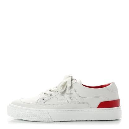 Hermes Calfskin Deep Sneakers 37 White Lipstick Red 1 of 9