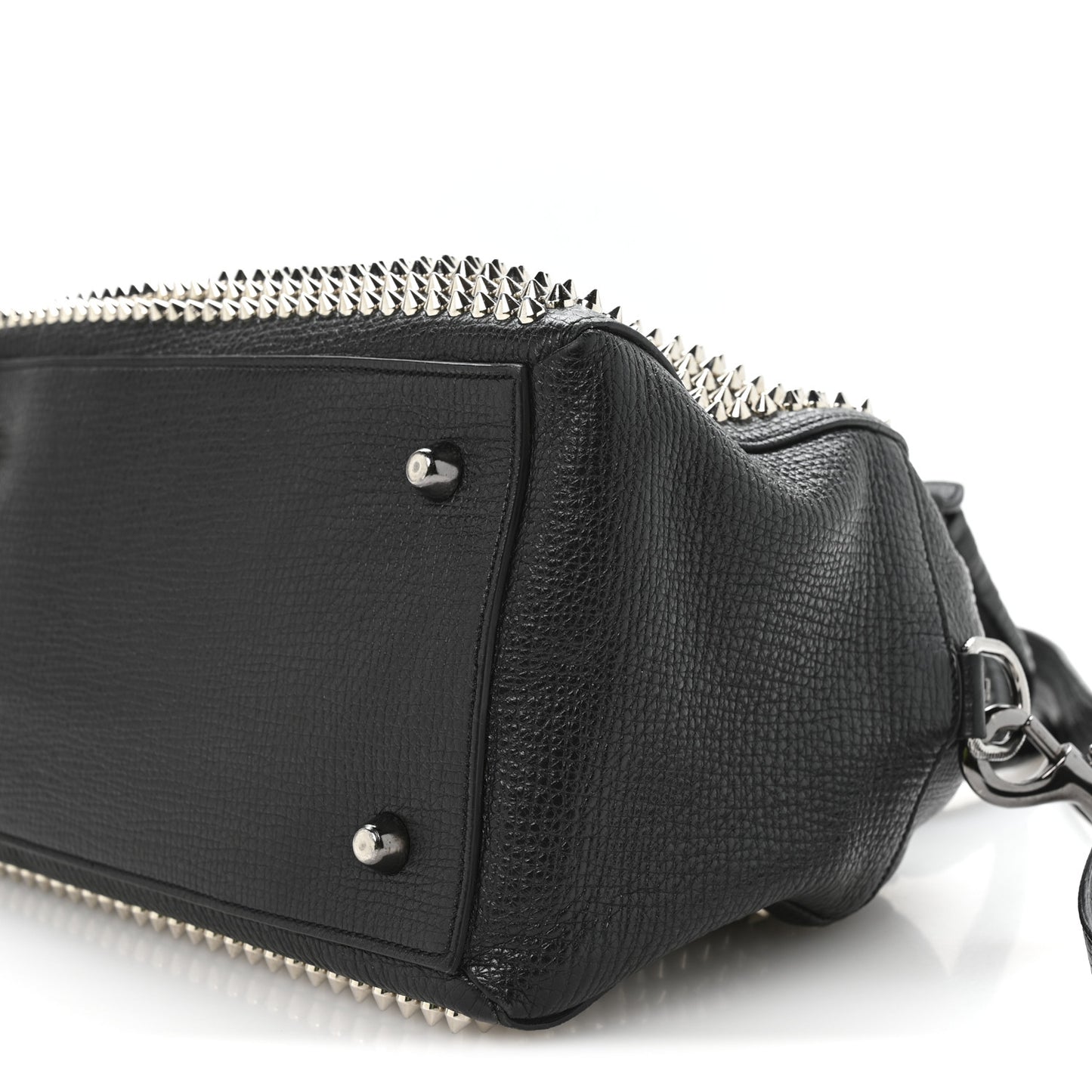 Grained Calfskin Studded Panettone Bowling Bag Black