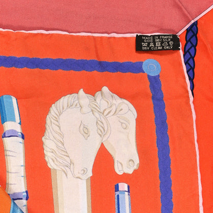 Hermes Silk Cannes Et Cannes Scarf 90 Orange Bleu Voire 2 of 3