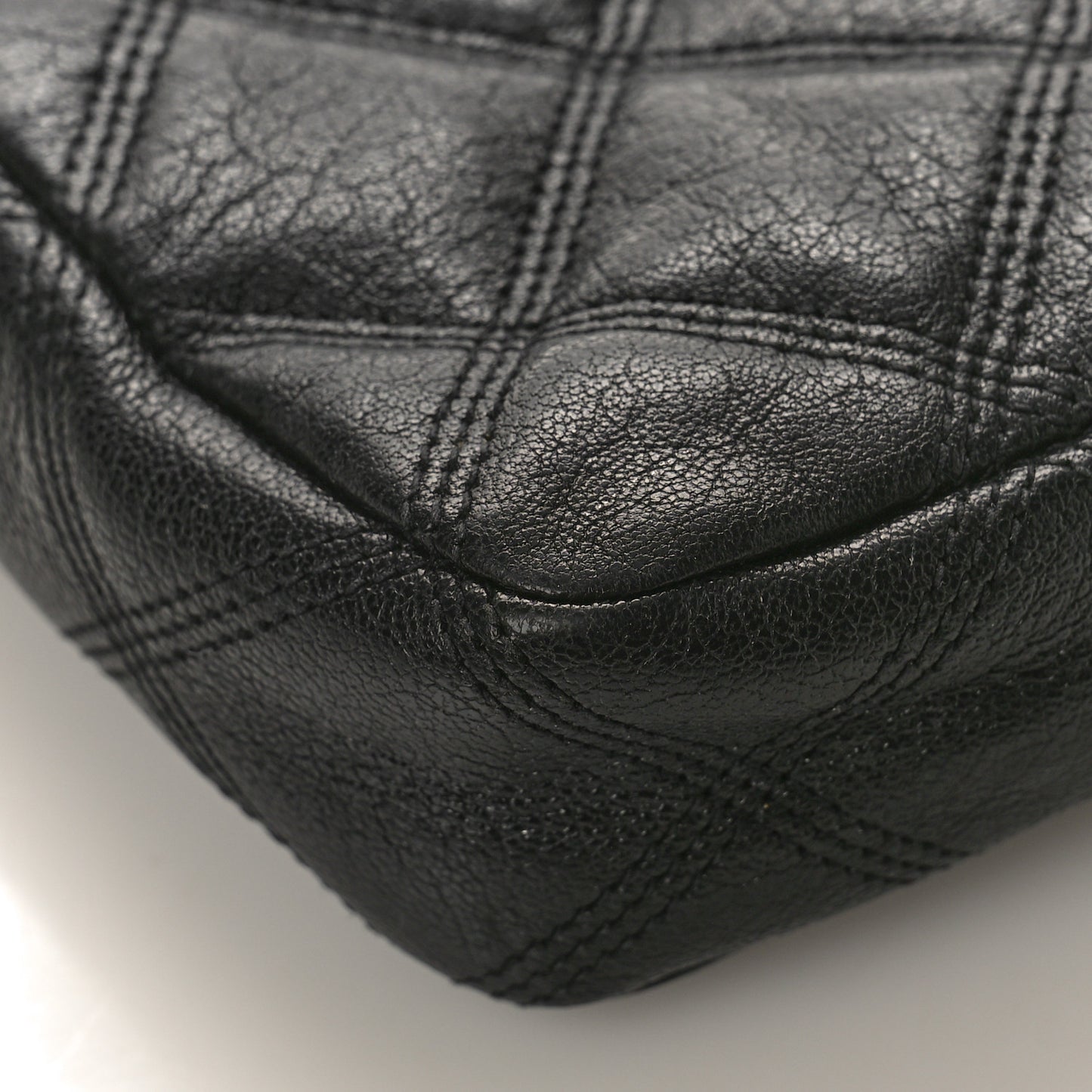 Grained Lambskin Quilted Mini Becky Double Zip Bag Black