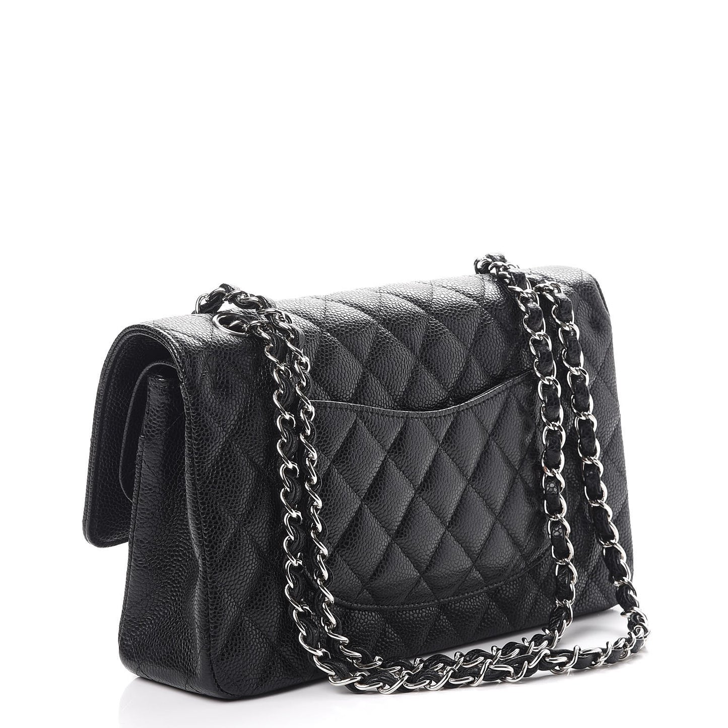 Caviar Quilted Medium Double Flap Black
