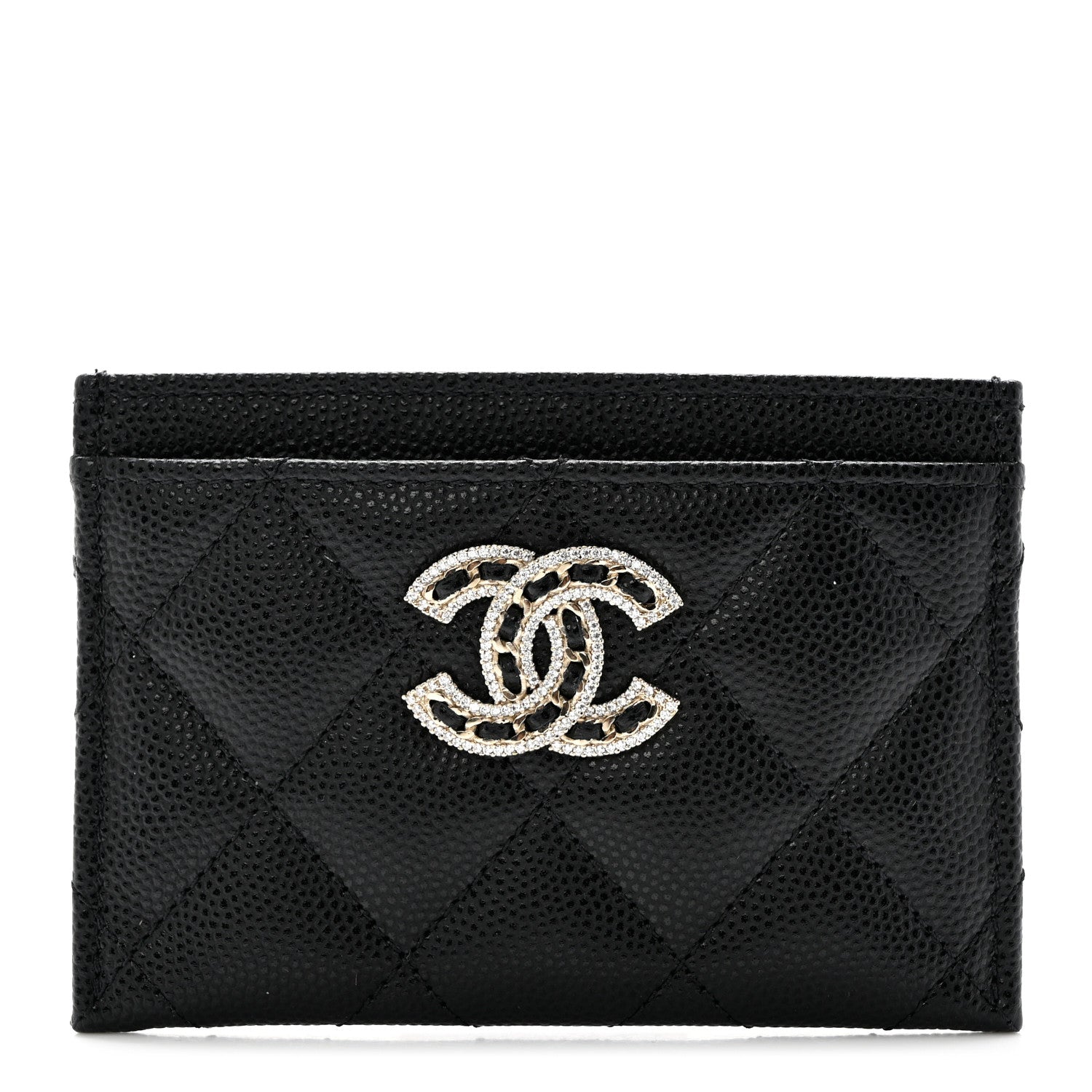 Chanel Caviar Quilted Crystal Card Holder Black 1 of 9