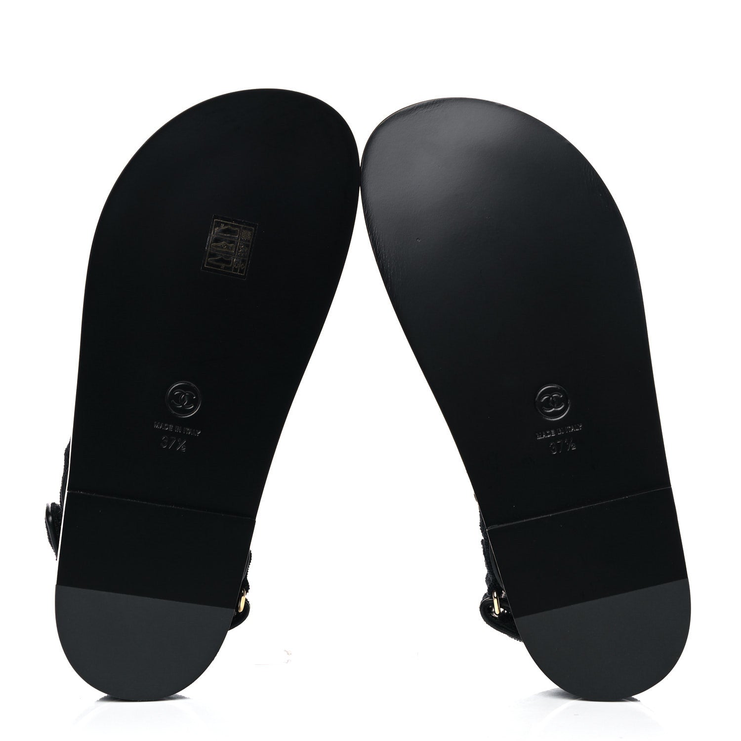 Chanel Velvet Velcro Dad Sandals 37.5 Navy Blue 5 of 12