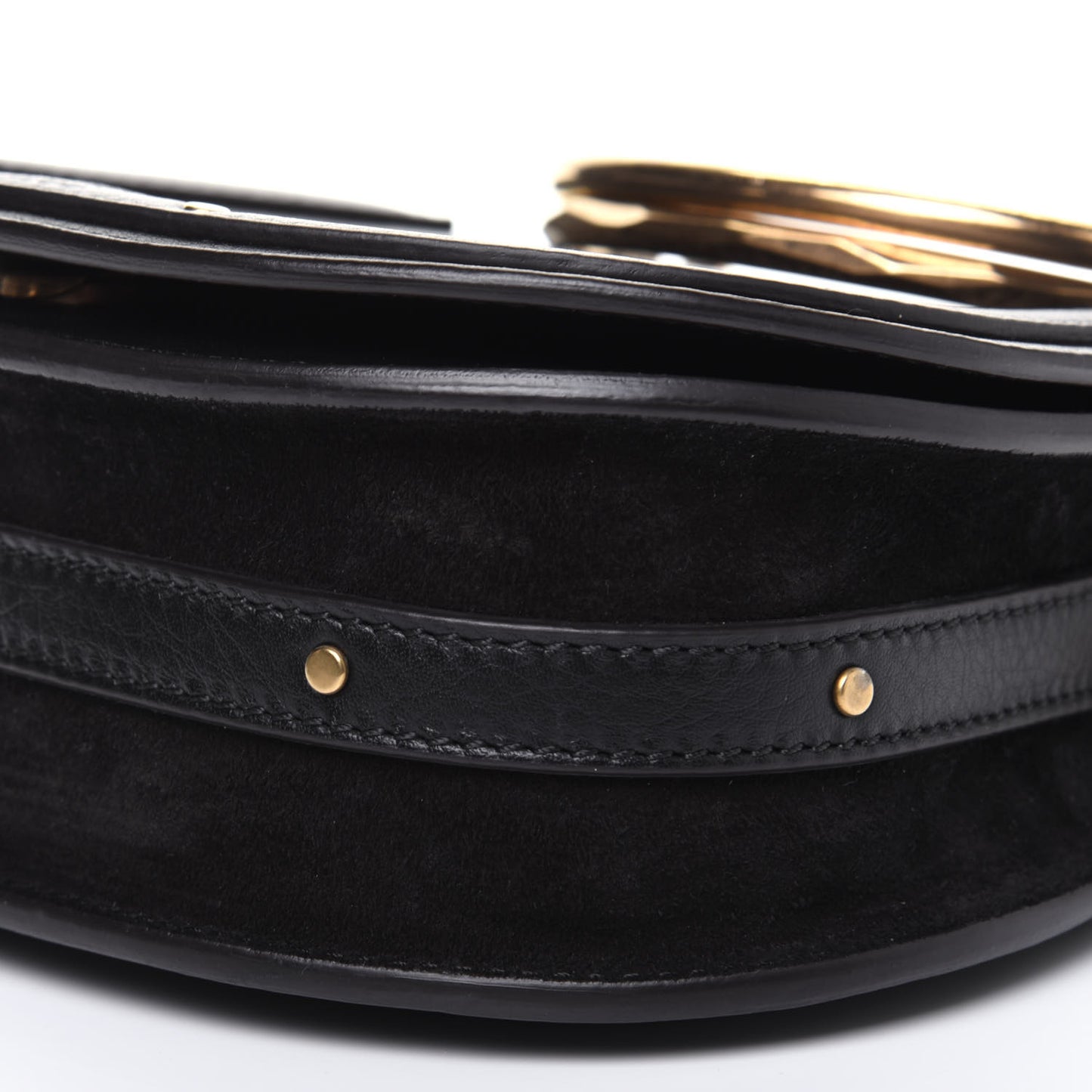 Calfskin Suede Small Nile Bracelet Bag Black