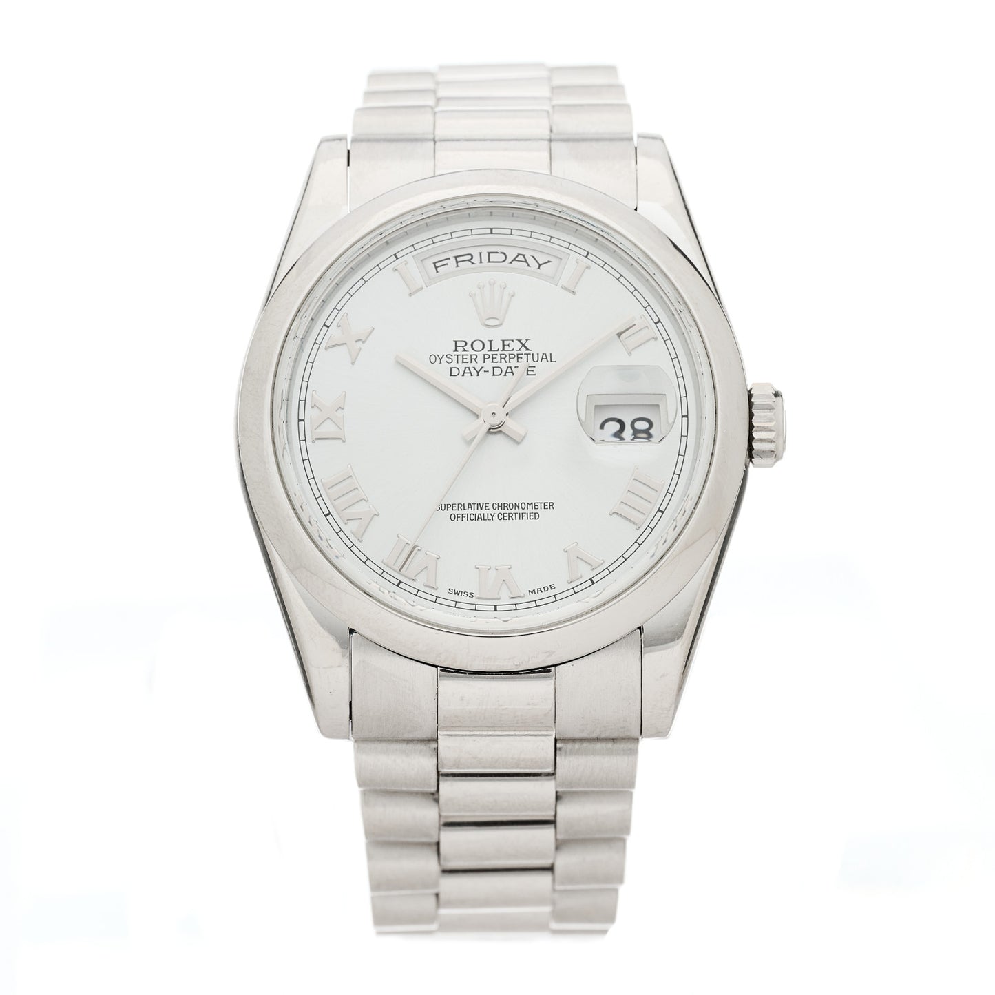 Platinum 36mm Oyster Perpetual Day-Date President Watch Glacier Blue 118206