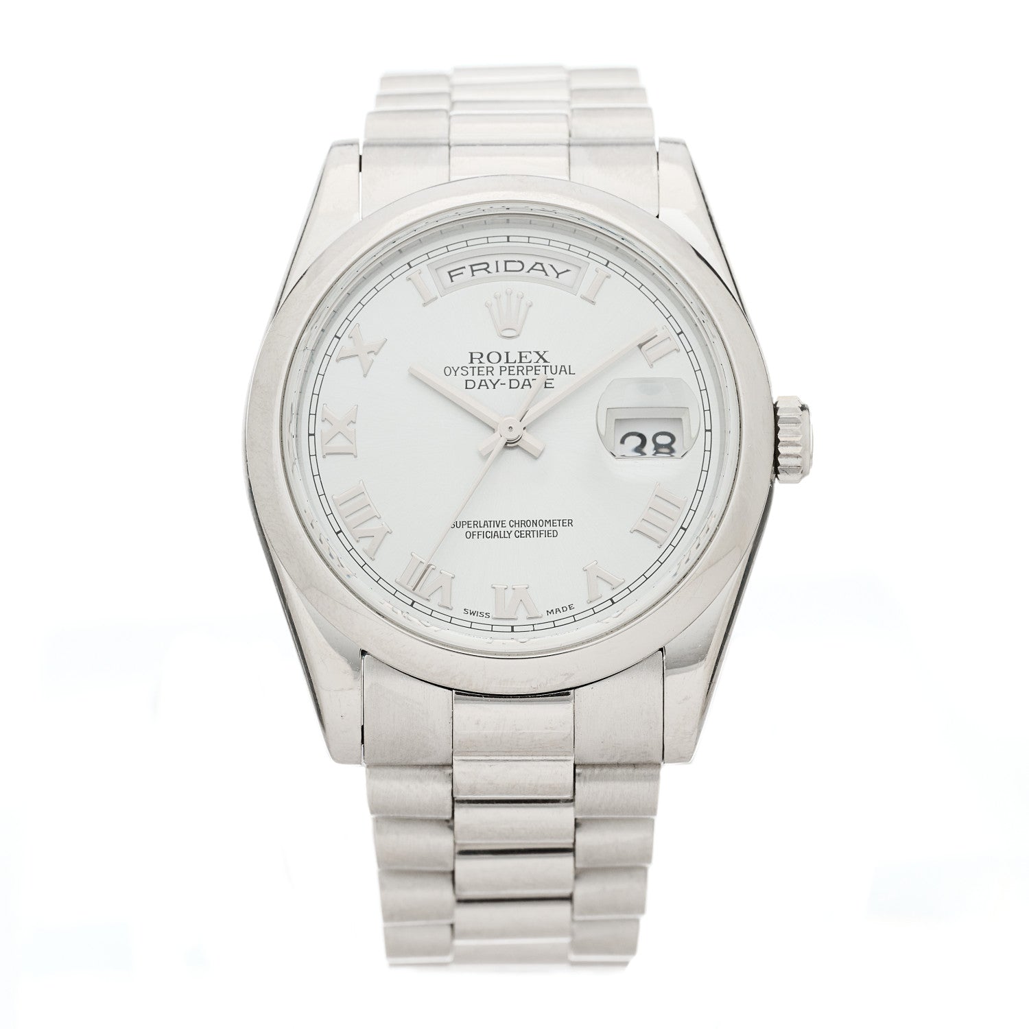 Rolex Platinum 36mm Oyster Perpetual Day-Date President Watch Glacier Blue 118206 1 of 4