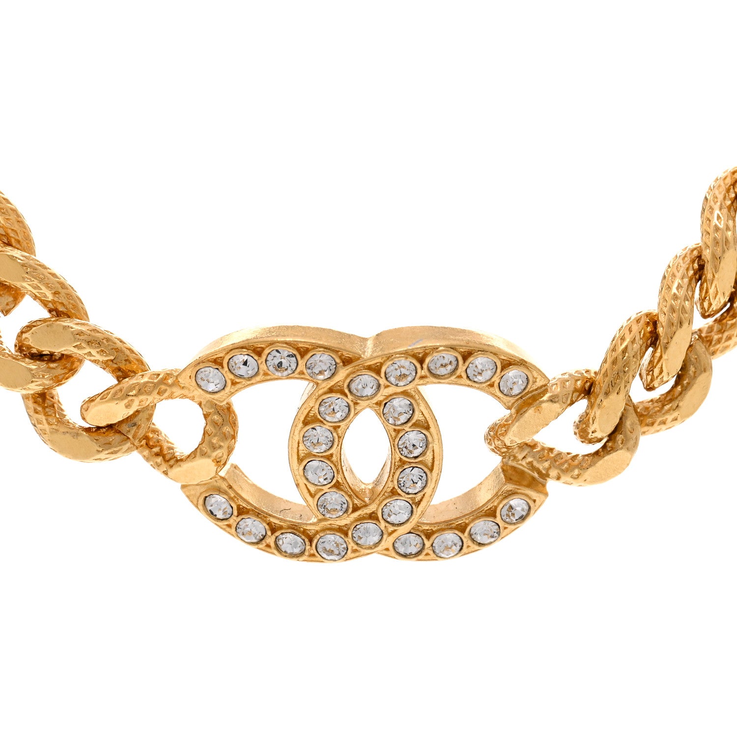 Chanel Crystal Chain Link CC Choker Necklace Gold 4 of 6