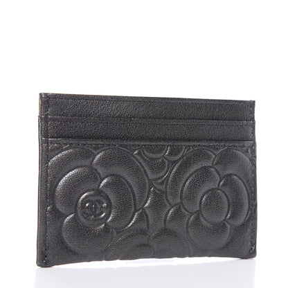 Chanel Goatskin Camellia Embossed Card Holder Grey 3 of 9
