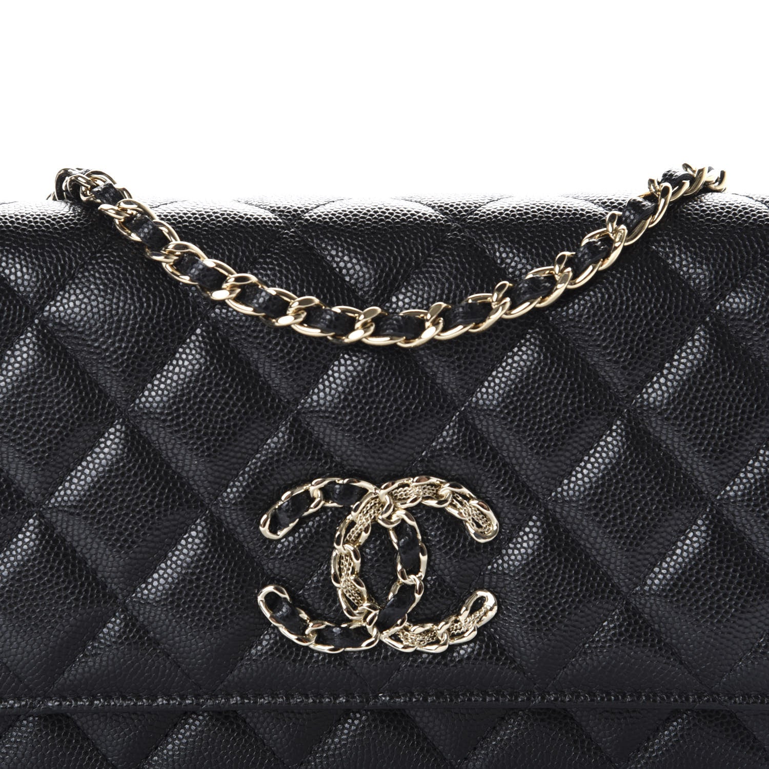 Chanel Caviar Quilted French New Wave Chain CC Wallet On Chain WOC Black 8 of 12