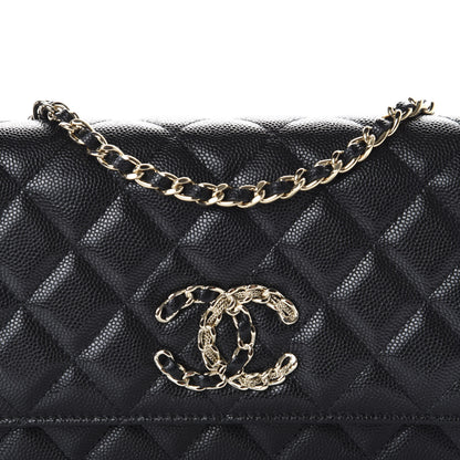 Chanel Caviar Quilted French New Wave Chain CC Wallet On Chain WOC Black 8 of 12