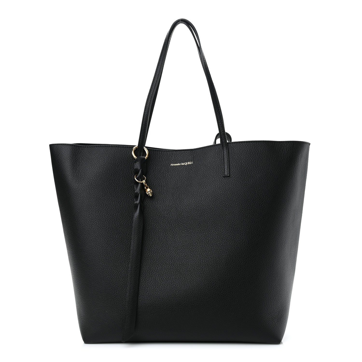 Alexander McQueen Grained Calfskin Skull Open Shopper Tote Black 3 of 11