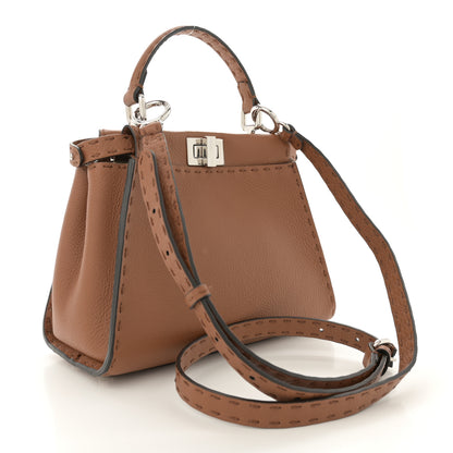 Fendi Cuoio Romano Selleria Bi-Color Mini Peekaboo Iconic Satchel Mou Milk 3 of 10