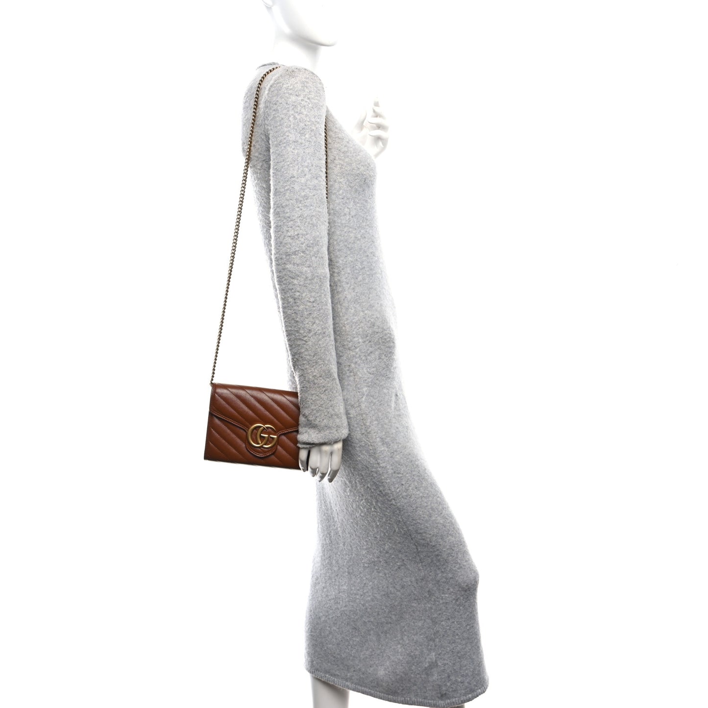 Azalea Calfskin Matelasse Diagonal GG Marmont Chain Wallet Cuir