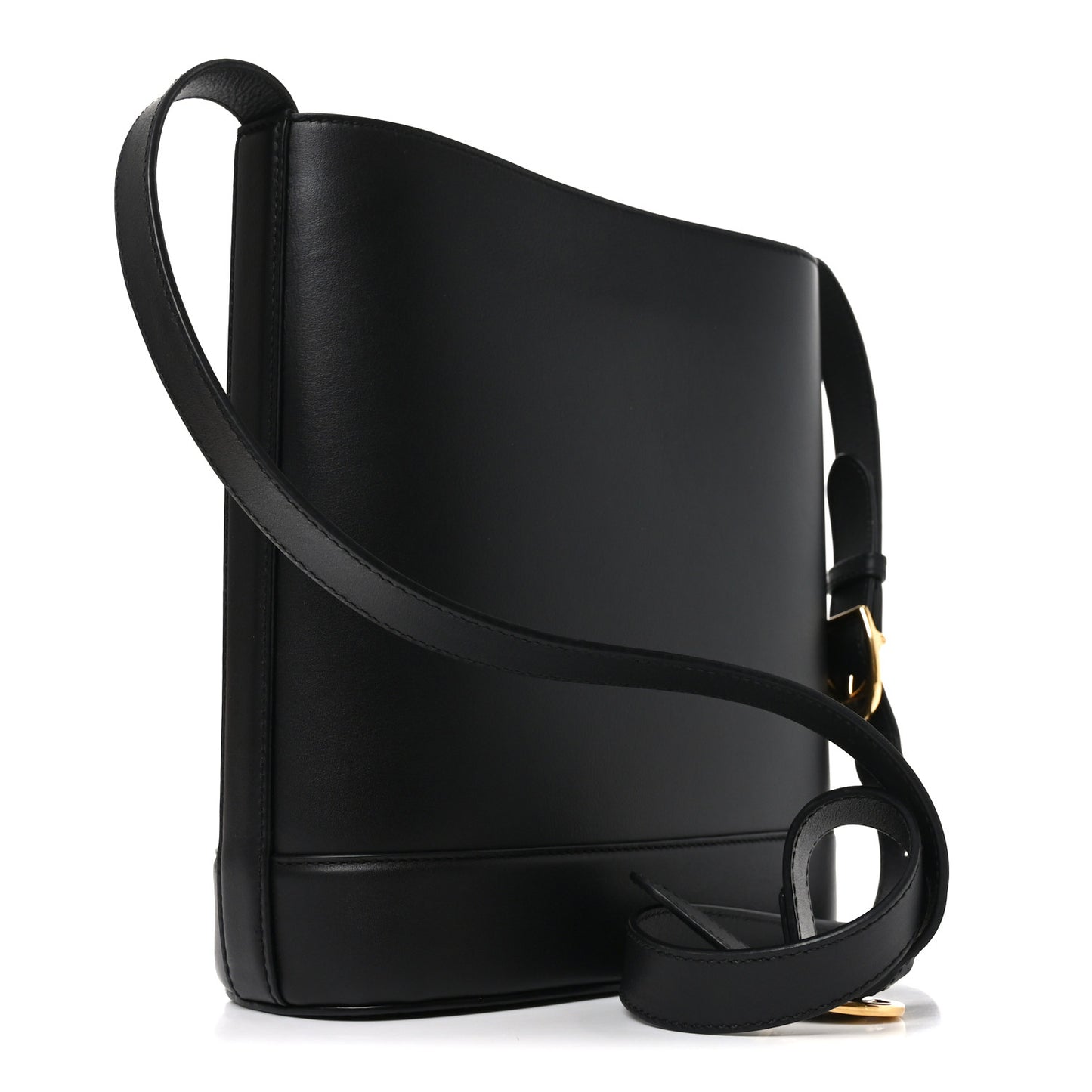 Arabella Calfskin Horsebit 73 Medium Bucket Bag Black